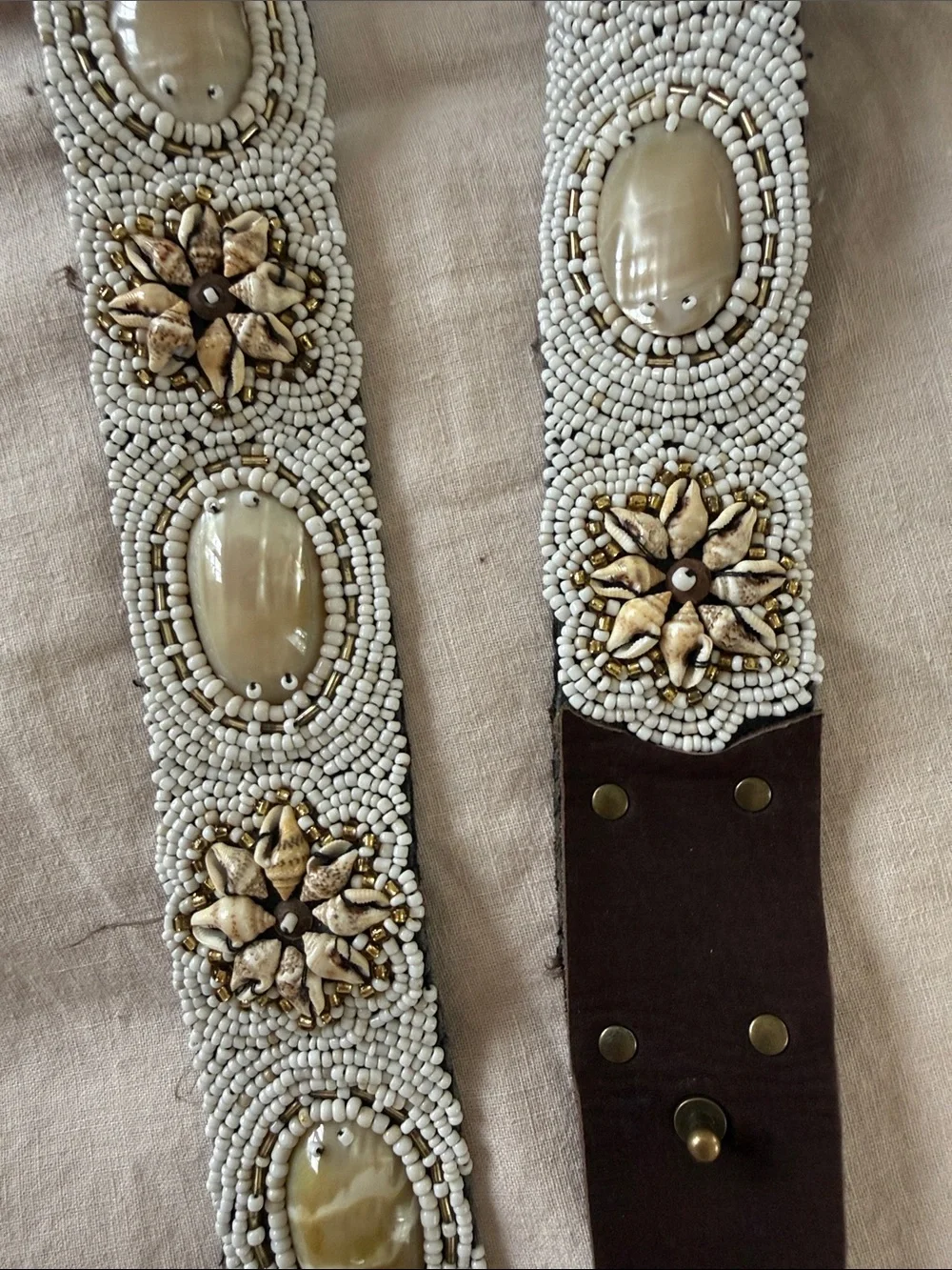 Calypso St. Barth Ivory Beaded Shell-Embellished Waist Belt